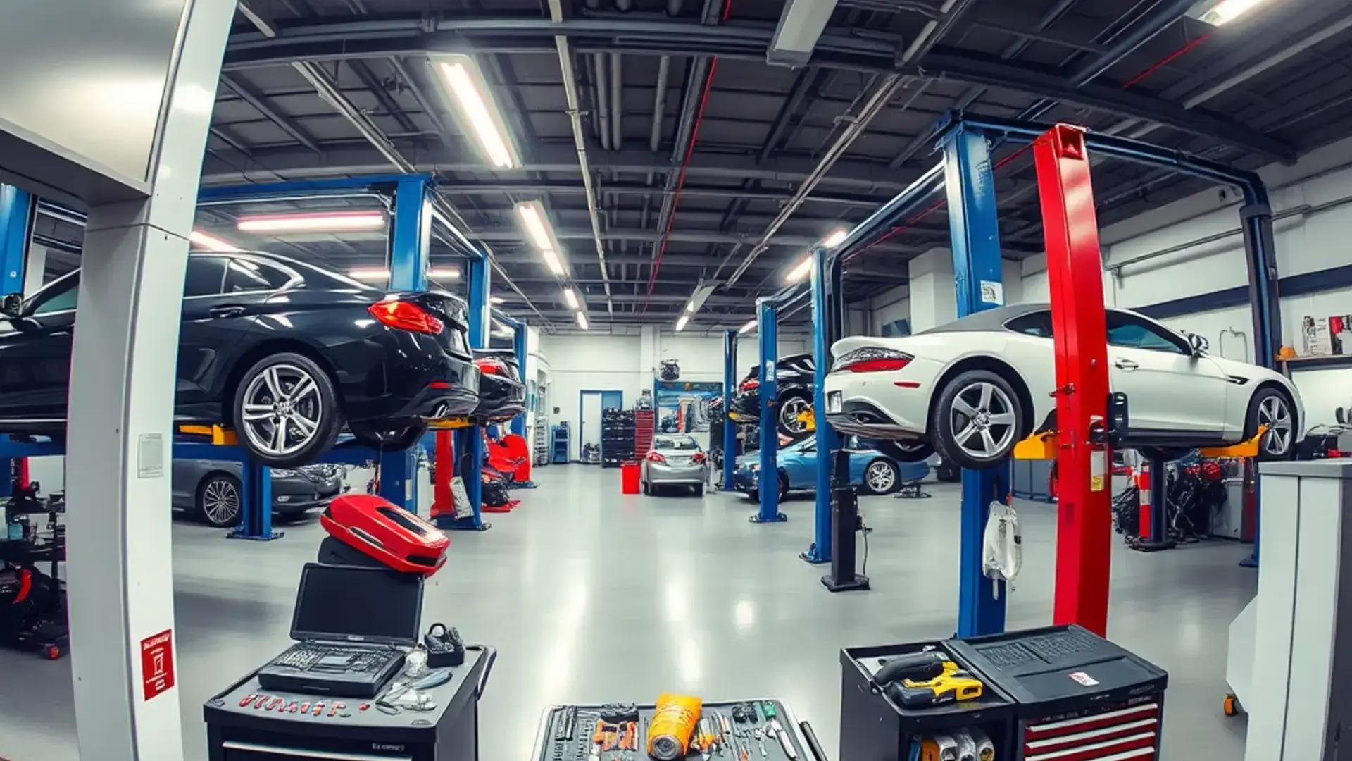 Our auto repair shop interior with professional equipment